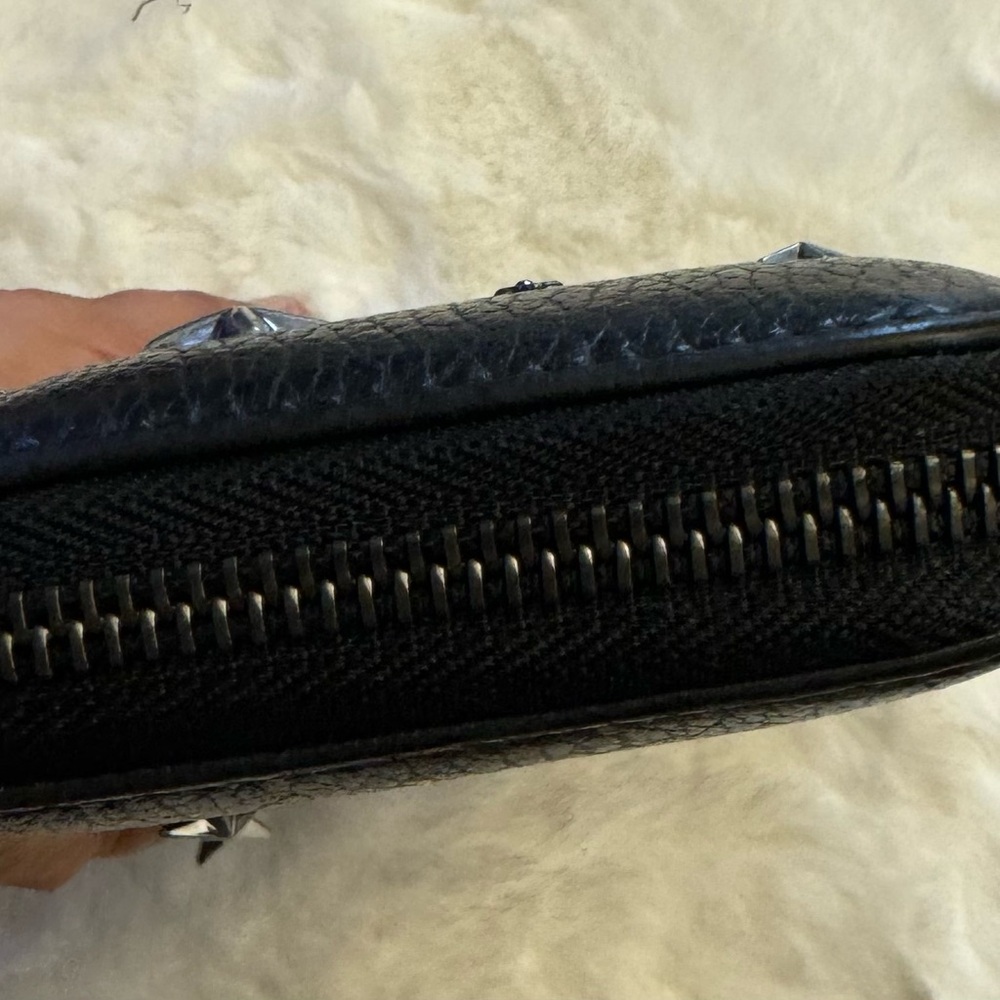 JIMMY CHOO Black Leather Zipper Wallet With Studs. 100% Authentic. - Picture 6 of 15